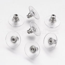 316 chirurgische Ohrmuttern aus Edelstahl, Bullet-Clutch-Ohrringrücken mit Pad, für hängende Ohren, Kunststoff, Edelstahl Farbe, 6x11 mm, Loch: 0.5 mm und 1 mm