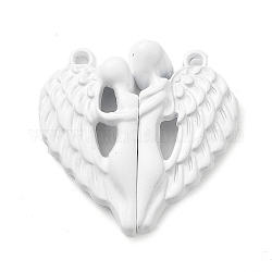 Cierres magnéticos de aleación pintados con spray, ala del corazón, blanco, 29x29.5x6.5mm, agujero: 1.8 mm
