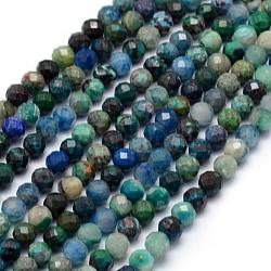Chapelets de perles en chrysocolle naturelle, facette, ronde, 3.5~4mm, Trou: 1mm, Environ 108 pcs/chapelet, 15.35 pouce (39 cm)