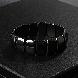 Bracelets extensibles en perles d'hématite synthétique non magnétiques pour hommes, rectangle, 5/8x2-1/2 pouce (1.45x6.5 cm), diamètre intérieur: 2-1/8 pouce (5.5 cm)