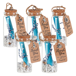 Olycraft 5 pz bottiglie per messaggi da spiaggia bottiglia di vetro ornamenti da spiaggia a tema oceano bottiglie dei desideri in vetro con carta scrivibile mini scroll shell vaso di vetro ornamenti appesi set per arte artigianato forniture per feste