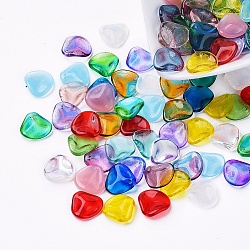 Tschechische Glasperlen, galvanisiert / gefärbt / transparent / Opalimitat, Dreieck, Mischfarbe, 13.5x14x3.5 mm, Loch: 1 mm, ca. 117~123 Stk. / Beutel.