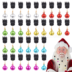 Рождественские украшения для бороды, Колокольчики для бороды Деда Мороза с пластиковыми зажимами, для мужчин волосы на лице праздничное украшение, разноцветные, 43 мм, 6 шт / комплект
