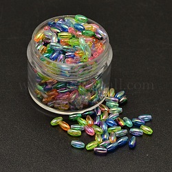 Perles acryliques transparentes écologiques plaquées de riz plaqué couleur ab, couleur mixte, 6x3mm, Trou: 1mm, environ 17700 pcs/500 g