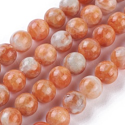 Natural Orange Calcite Beads Strands, Round, 10mm, Hole: 1mm, about 38~40pcs/strand, 15.3 inch~15.75 inch(39~40cm)