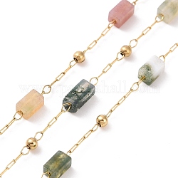 Natürliche indische Achat-Rechteck-Perlenketten, mit goldenem 304 Zubehör aus Edelstahl, ungeschweißte, 4~4.5x2~2.5x2~2.5 mm, ca. 3.28 Fuß (1m)/Box