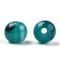 Piedras preciosas abalorios de imitación de acrílico redonda, cerceta, 8mm, agujero: 2 mm, aproximamente 1700 unidades / 500 g