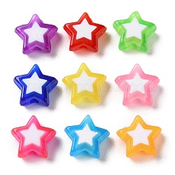 Sterne-Acryl-Perlen, Perle in Perlen, Mischfarbe, 8.5x9x4 mm, Bohrung: 1.8 mm, ca. 2941 Stk. / 500 g