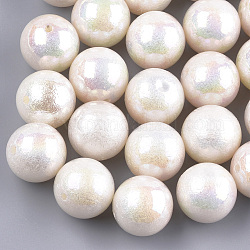 Perles en acrylique de perle d'imitation, couleur ab , ronde, couleur de coquillage, 18x17.5mm, Trou: 2mm