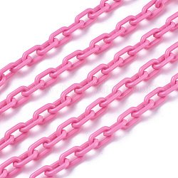 ABS пластиковые кабельные цепи, овальные, ярко-розовый, 13.5~14x8x2 мм, 14.9 дюйм ~ 15.35 дюйма (38~39 см) / нить