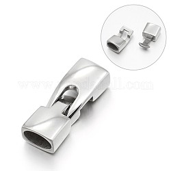 Smooth 304 Stainless Steel Snap Lock Clasps, Stainless Steel Color, 36x13x8mm, Hole: 10.5x6mm