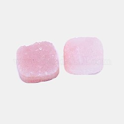 Galvanisieren natürlichen druzy Kristall cabochons, Viereck, gefärbt, rosa, 10x10x4~8 mm