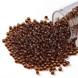 Toho perles de rocaille rondes, Perles de rocaille japonais, (2154s) orange orange doublé d'argent, 8/0, 3mm, Trou: 1mm, environ 222 pcs/10 g