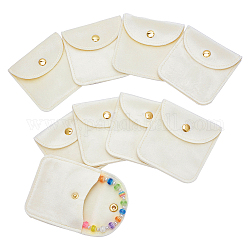 Bolsas de joyería de terciopelo con solapa, bolsa tipo sobre con botón a presión para pendientes, esposas, embalaje de collares, cuadrado, cornsilk, 8x7.9 cm
