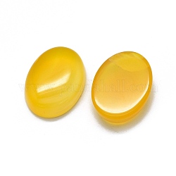 Кабошоны из натурального желтого агата, овальные, 19.5~20x14.5~15x6~7 мм