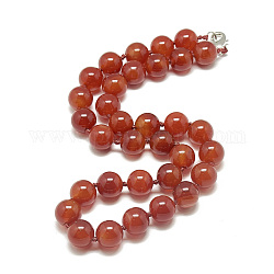 Colliers de perles naturelles cornaline, avec mousquetons en alliage, ronde, teinte, 18.1 pouce ~ 18.5 pouces (46~47 cm), rond: 11.5~12 mm