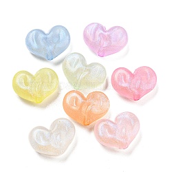 Luminous Acrylic Beads, Glitter Pendants, Glow in the Dark, Heart, Mixed Color, 17.5x24x10mm, Hole: 2.5mm, about 200pcs/500g
