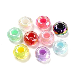 UV-Beschichtung regenbogenschillernde europäische Acrylperlen, Großloch perlen, Rondell, Mischfarbe, 14.5x8 mm, Bohrung: 5.5 mm