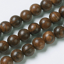 Perles de palissandre jaune naturel, ronde, brun coco, 7.5~8mm, Trou: 1mm, Environ 48 pcs/chapelet, 14.9 pouce (38 cm)