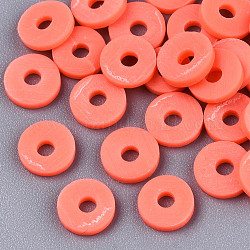 Manuell Polymer Ton Perlen, für DIY Schmuck Bastelbedarf, Disc / Flachrund, heishi Perlen, Tomate, 6x1 mm, Bohrung: 2 mm, ca. 1175 Stk. / 50 g