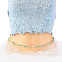 Sommerschmuck Seestern Taillenperle, Körperketten aus Glassamen und synthetischen türkisfarbenen Perlen, Bikini-Schmuck für die Frau, Türkis, 31.50 Zoll (80 cm)