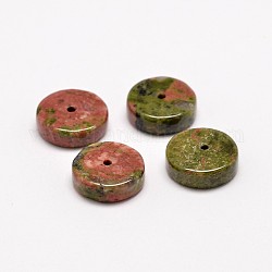 Natural Unakite Beads, Heishi Beads, Flat Round/Disc, 12x4mm, Hole: 1mm