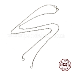 Piezas de collar de cadenas tipo cable de plata de ley 925 chapadas en rodio, para hacer collares con nombres, con cierres de anillo de resorte y sello s925, Platino real plateado, 18 pulgada (45.7 cm)
