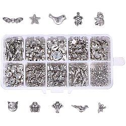 Perline in lega di zinco di stile tibetano, forme misto, colore misto, 13.5x7x3cm, circa 200 pc / scatola