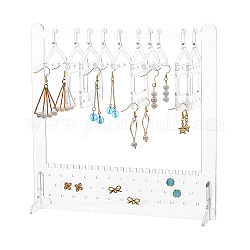 SUPERFINDINGS 1 Set Transparent Acrylic Earring Hanging Display Stands, Clothes Hanger Shaped Earring Organizer Holder with 10Pcs 2 Styles Hangers, Clear, Finish Product: 20x6x20cm