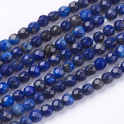 Filo di Perle lapis lazuli naturali , sfaccettato, tondo, 3mm, Foro: 0.8 mm, circa 120~130pcs/filo, 15.7 pollice