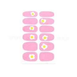 Наклейки для дизайна ногтей с авокадо, клубникой и цветами, блестящие порошковые наклейки, самоклеящийся, для украшения ногтей, розовый жемчуг, 25.5x10~16.5 мм, 12шт / лист
