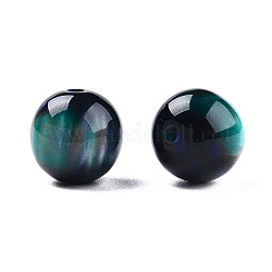 Perles en résine, pierre d'imitation, ronde, vert de mer clair, 12x11.5mm, Trou: 1.5~3mm
