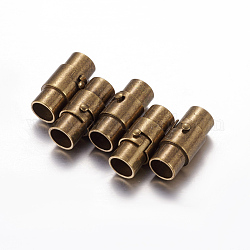 Messing-Verschlussrohr-Magnetverschlüsse, Kolumne, Antik Bronze, 15x7 mm, Bohrung: 4.8 mm
