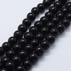 Natürliche schwarze Onyxperlenstränge, gefärbt und erhitzt, Runde, 8 mm, Bohrung: 2 mm, ca. 48 Stk. / Strang, 14.37 Zoll (36.5 cm)