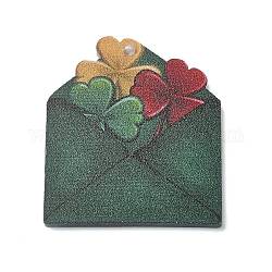 Undurchsichtig bedruckte Acrylanhänger zum St. Patrick's Day, Umschlag, 39.5x35x2 mm, Bohrung: 2 mm