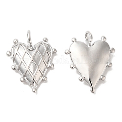 Латунные подвески, сердце с подвеской в виде ромба, Реальная платина, 19x14x4 мм, отверстие : 2x3.4 мм