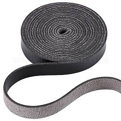 Cordón de imitación de cuero pu, para la ropa, piso, negro, 12.5x1.8mm, alrededor de 2.19 yarda (2 m) / rollo