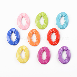 Opaque Acrylic Linking Rings, Quick Link Connectors, for Curb Chains Making, Unwelded, Twist, Mixed Color, 39.5x29.5x7.5mm, Inner Diameter: 22x11mm