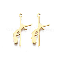 201 Stainless Steel Pendants, Dancer, Real 18K Gold Plated, 25x13.5x1mm, Hole: 1.5mm
