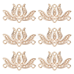 Beebeecraft 1 Box 16Pcs Lotus Flower Charms 18K Gold Plated Chandelier Components Links Lotus Hollow Pendant Findings with 4 Loops for DIY Bracelets Necklaces Making