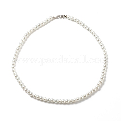 Runde Perlenkette aus Glasperlen für Frauen, weiß, 18.31 Zoll (46.5 cm)