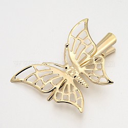 鉄細工蝶のワニのヘアクリップパーツ  ライトゴールド  56mm  バタフライトレイ：48x60mm