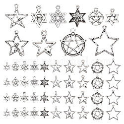 Подвески из сплава в тибетском стиле pandahall elite 90pcs 10, звезда, античное серебро, 17~37.5x12.5~35x1.5~3 мм, отверстие : 1.5~3 мм, 10шт / стиль
