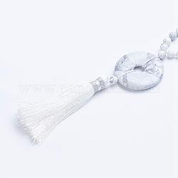 Natürliche howlite Perlenketten, mit Quaste Anhänger, 30.7 Zoll ~ 32.3 Zoll (78 cm ~ 82 cm)