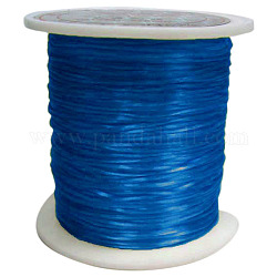 Cuerda de cristal elástica plana, Hilo de cuentas elástico, para hacer la pulsera elástica, teñido, acero azul, 0.8mm, alrededor de 65.61 yarda (60 m) / rollo