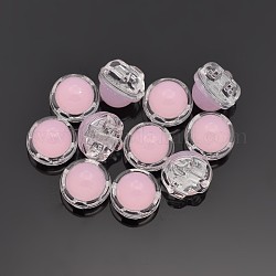 Coser en Taiwán imitación acrílico jade, Accesorios de la ropa, semicírculo, rosa, 13x9mm, agujero: 1 mm