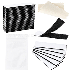 Nbeads bandes auto-adhésives double face auto-agrippantes, avec sacs zippés en pvc film perlé, tissu en daim tissu de polissage argent, noir, 105x30.5x3.5mm, 25, affecte