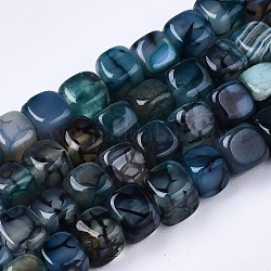 Drago vene agata naturale perline fili, tinti e riscaldato, cubo, blu di Prussia, 7~8x7~8x7~8mm, Foro: 0.8 mm, circa 50~51pcs/filo, 14.37 pollice (36.5 cm)