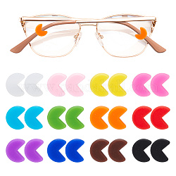 Delorigin 24 paires 12 couleurs silicone lunettes oreille poignées manchon support, poignées de lunettes antidérapantes, couleur mixte, 14x10.5x5mm, Trou: 5mm, 2 paires / couleur