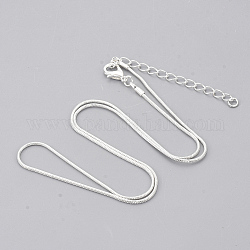 Brass Snake Chain Necklaces, with Lobster Claw Clasps, Silver Color Plated, 18.5 inch(47.2cm), 1.2mm